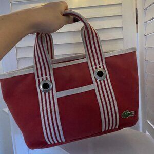 Vintage LACOSTE Red Canvas TOTE BAG (red)
